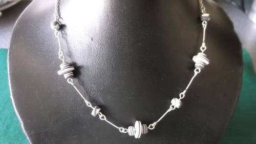 Vintage Sterling Silver And Ceramic Necklace
