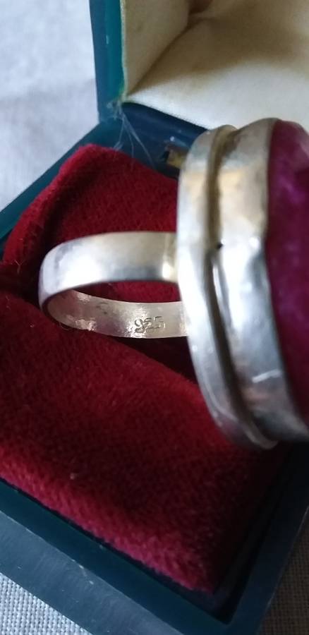 Large Genuine Checkerboard Cut Ruby Quartz Ring