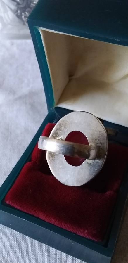 Large Genuine Checkerboard Cut Ruby Quartz Ring