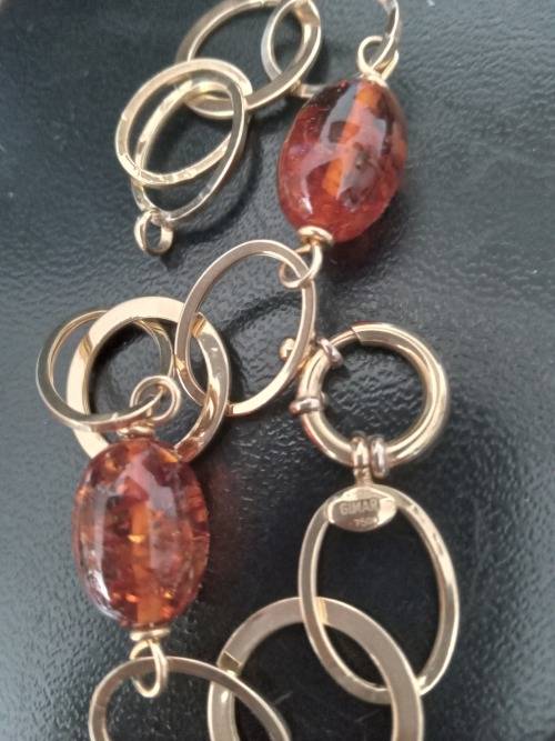 18ct Gold And Amber Bracelet (5.8g)
