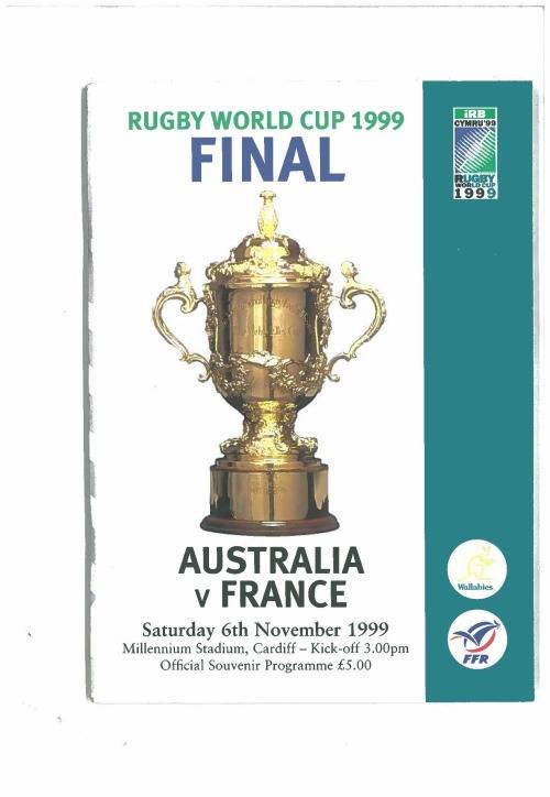 Rugby programme. RWC final 6 Nov 1999. Near mint