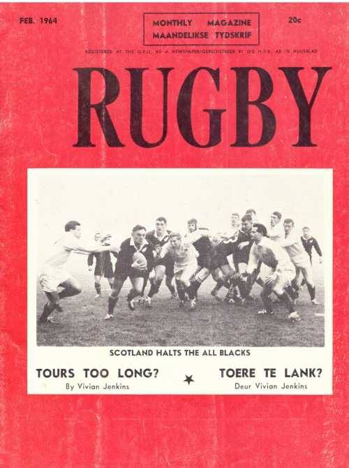 "Rugby" February 1964 Magazine published by the South African Rugby Board. c36 pp