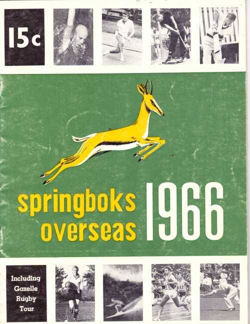 1966 Springboks Overseas. SA Sports magazine. 32 pp Incl 2 pp article on Gazzelles tour to Arg.
