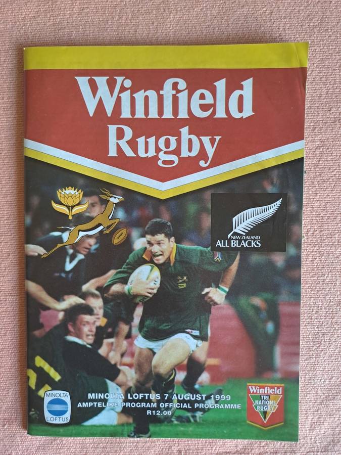 Rugby programme. SA v New Zealand 7 Aug 1999 Loftus Versfeld