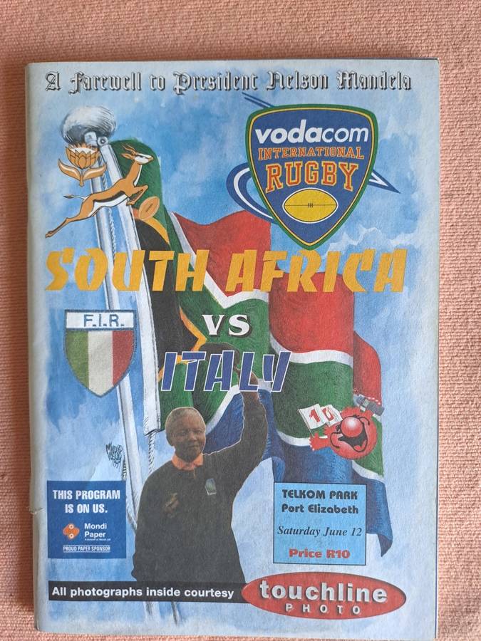 Rugby programme. SA v Italy 12 June 1999 PE