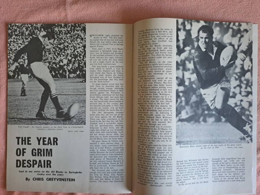 Rugby brochure. All Blacks to SA 1970 pre-tour 32 pages