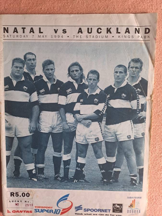 Rugby programme - Natal v Auckland 7 May 1994 Super 10