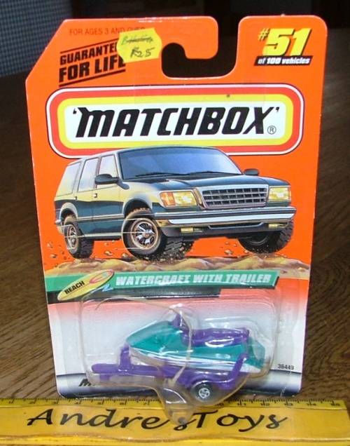 1998 Matchbox ~ No51 Watercraft with trailer ~ Mint on Long card