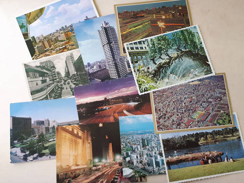 Johannesburg vintage pin badges. Medal Proclaiming Joburg a City, Joburg postcards, 1st Day stamps