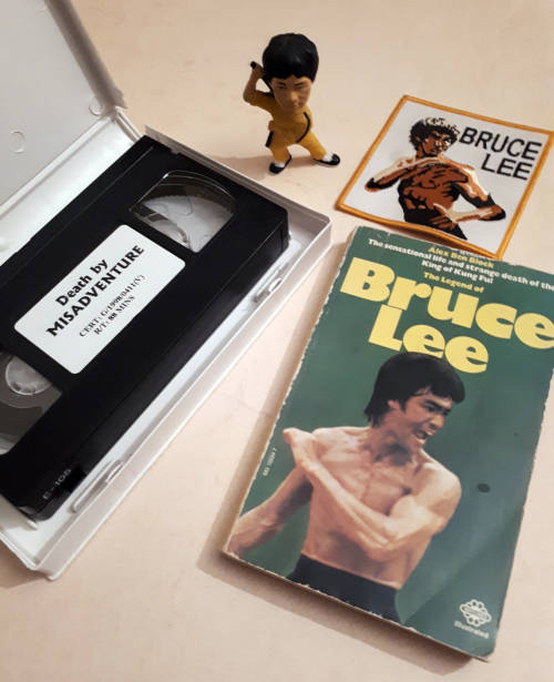 Legend of Bruce Lee  King of Kung Fu figurine VHS tape and Biography