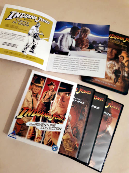 Indiana Jones  DVDs (4 x DVDs in boxed set) plus The Temple Of Doom 1984 booklet