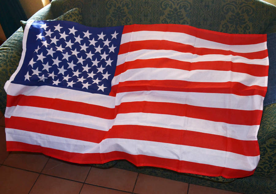 Stars and Stripes flag (Star Spangled Banner) USA and John F. Kennedy for President Campaign badge