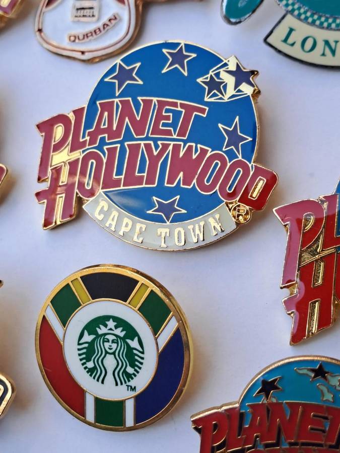 Planet Hollywood 7 Vintage Pin badges 1990s. The restaurant was founded in New York City in 1999