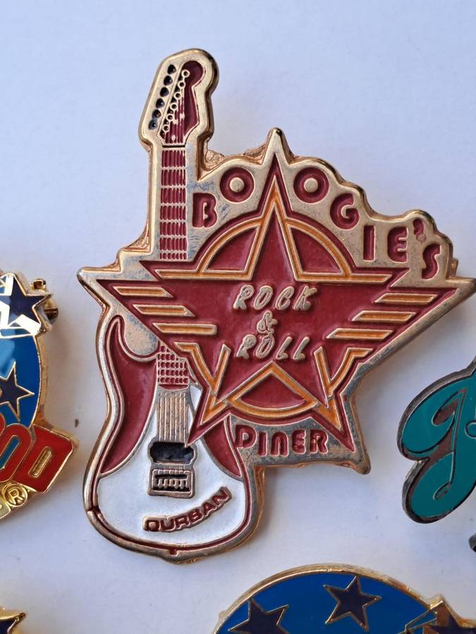 Planet Hollywood 7 Vintage Pin badges 1990s. The restaurant was founded in New York City in 1999