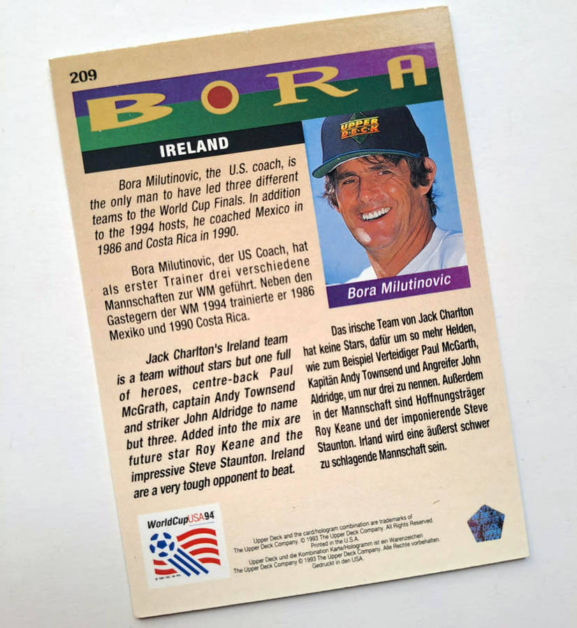 1993 Upper Deck World Cup USA 94 Soccer Collector Card  Bora Milutinovic.