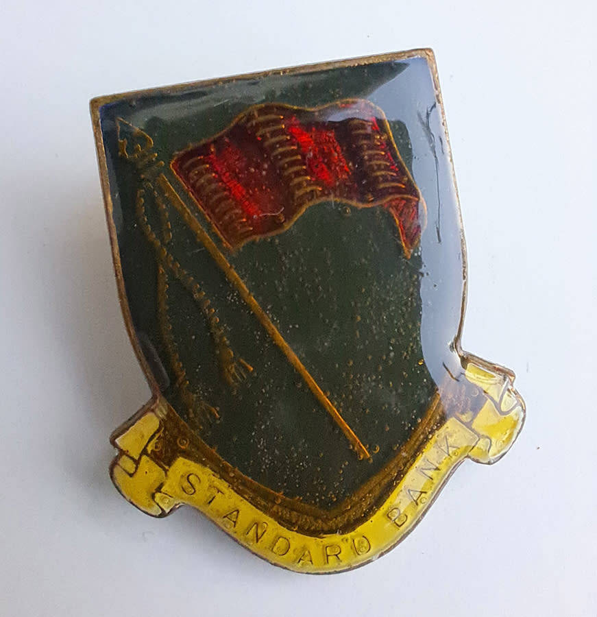 Vintage historic South African banks pin badges and Eskom pin badges