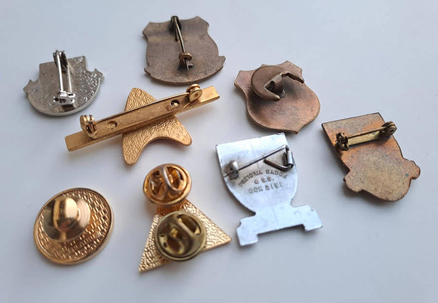 Vintage historic South African banks pin badges and Eskom pin badges
