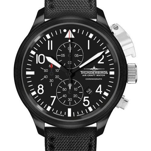 24 HOUR AUCTION*Thunderbirds Black Edition Chrono*German Made* 100% Authentic, W/Box, Papers etc**