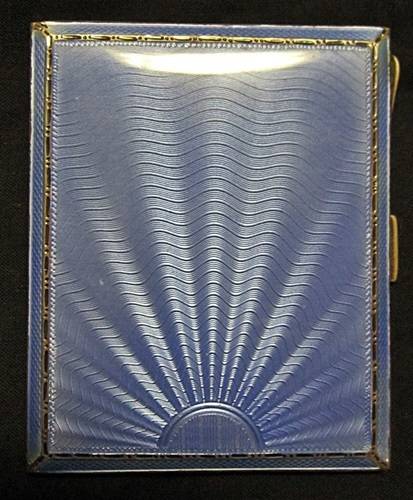# Suspected Cigarette Box - Hallmarked Silver with Blue Enamelling ** +/-80mm x 66mm x 8mm = 87.1g #