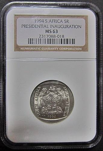 ## NGC Graded 1994 South Africa Inauguration R5 MS 63 ##