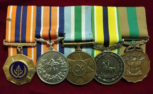 # SADF Full Size Medal Group * Pro Patria; GSM; Unitas; De Wet Decoration (Silver); 10 Yr Service ##