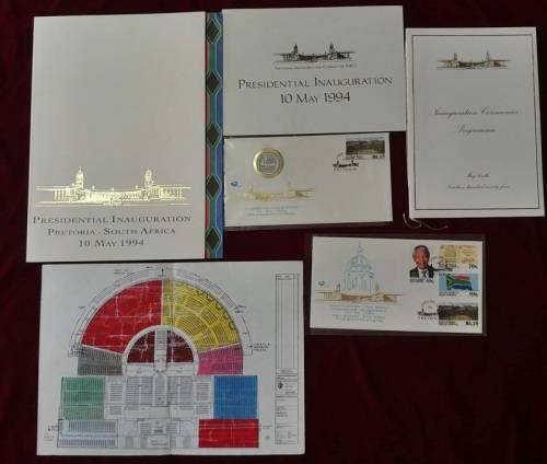 ## Stunning Mandela Inauguration Collection! FDC's with Program and Menu and Layout with Notes ##