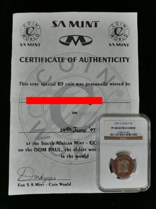 ## Rare Find - NGC Graded 1997CW R5 With Original COA PF 68 Ultra Cameo ##