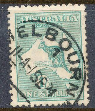 AUSTRALIA  1915  -  Definitive Issues - Kangaroo and Map  1 shilling  -  FINE  USED