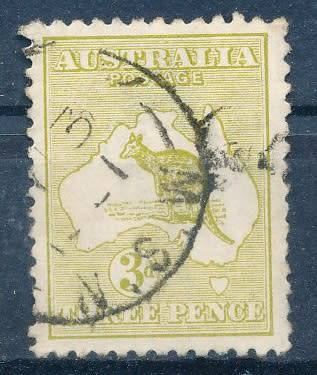 AUSTRALIA  1915  -  Definitive Issues - Kangaroo and Map  3d  -  FINE  USED