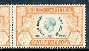 SA UNION   -  SILVER JUBILEE  with  CLEFT SCULL  VARIETY on all PAIRS - MINT