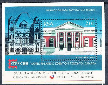 RSA  - 1996 -  Stamp Exhibition, Toronto  -   MEDIA RELEASE  - FINE  MINT