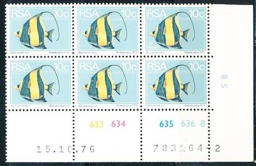 RSA -  1974  - 2nd DEFINITIVE  10c  CONTROL  B  BLOCK  -  15/10/76   (prnt  2 )   - FINE MINT
