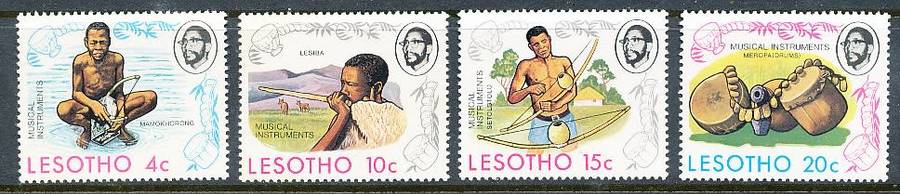 LESOTHO  1975 -    Traditional Musical Instruments  FULL SET   -    FINE   MINT