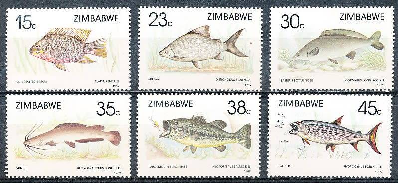 ZIMBABWE 1989  -  Fish  -   FULL SET  -  FINE  MINT