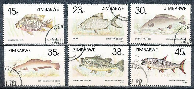 ZIMBABWE 1989  -  Fish  -   FULL SET  -  FINE  CTO  USED