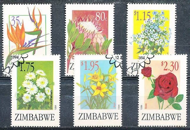 ZIMBABWE 1994  -   Export Flowers   FULL  SET    -  FINE  CTO  USED