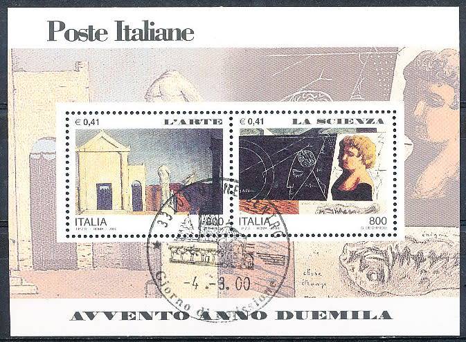 ITALY  2000   -  Art and Science   MINI-SHEET     -  FINE  USED