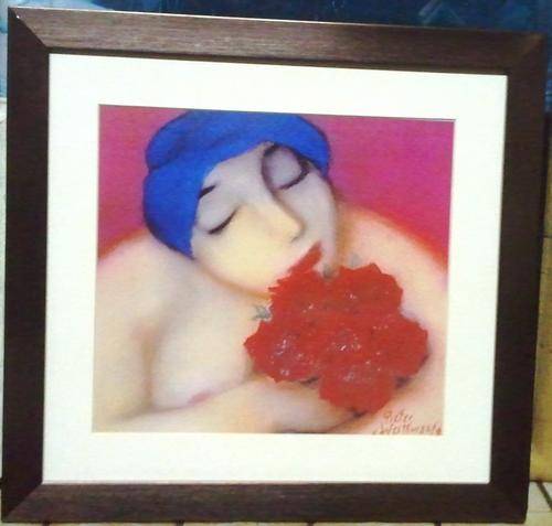 FRAMED PIETER VAN DER WESTHUIZEN PRINT (WOMAN WITH ROSES)