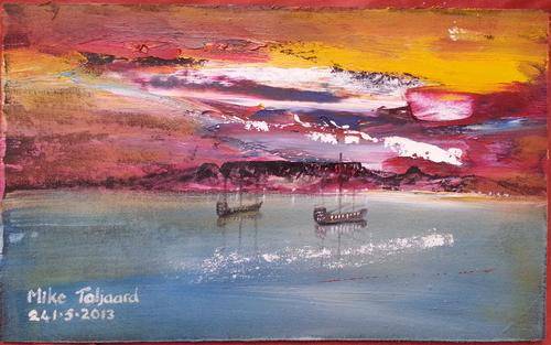 UNFRAMED MIKE TALJAARD ORIGINAL OIL PAINTING (TABLE MOUNTAIN 1820)