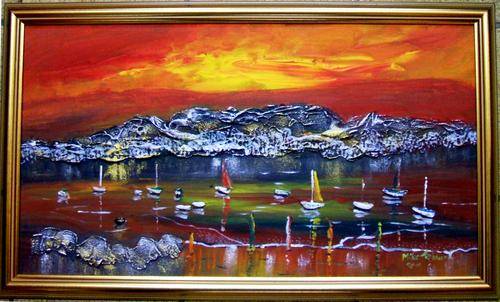 MIKE TALJAARD ORIGINAL BAROQUE TABLE MOUNTAIN PAINTING, CAPE TOWN, SOUTH AFRICA,