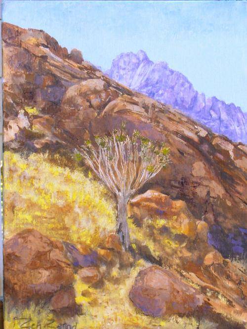 ORIGINAL OIL ON CANVAS BOARD, SPITZKOPT SURROUNDS BY  BEN BERND