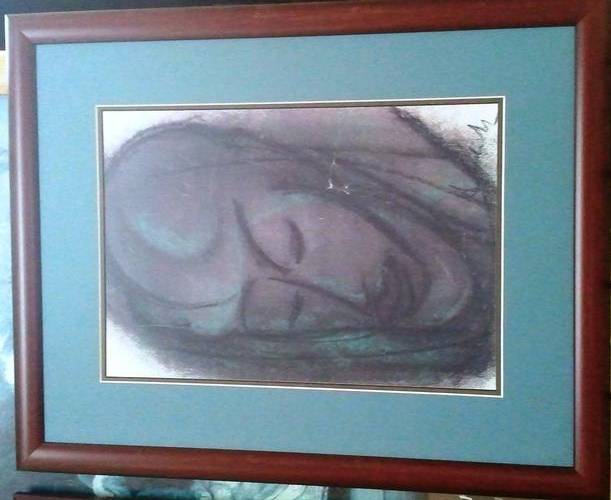 FRAMED FRANS CLAERHOUT PRINT, "SPIRITUAL" COPY SIGNED AGAIN BY CLAERHOUT