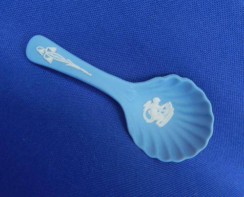 Wedgwood  Blue Jasperware Cupid Shell Christening Spoon