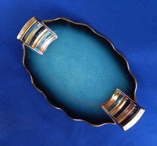 Carlton Ware Bleu Royale Footed Oval Two Handled Tray