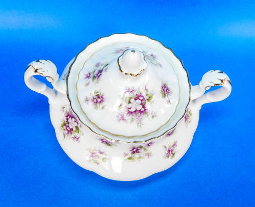 Royal Albert " Sweet Violets " Two Handled Lidded Sugar Bowl - Made In England