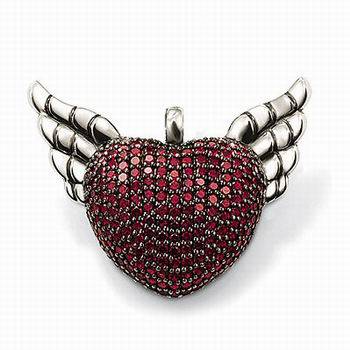 *** RED WINGED HEART PENDANT ***