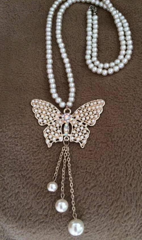 *** PEARL BUTTERFLY NECKLACE ***
