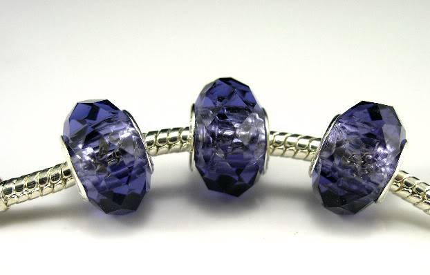 ***925 SILVER CORE MURANO GLASS FACETED CRYSTAL BEAD DARK BRILLIANT BLUE - FIT PANDORA ***