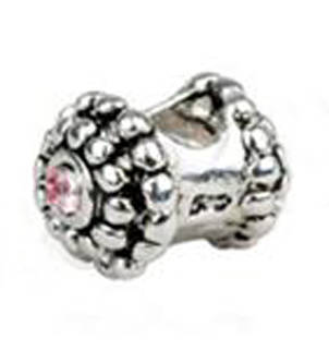*** 925 SOLID SILVER CLUSTER BEAD WITH 2 PINK STONES  -  FIT PANDORA, BIAGI AND TROLL SYSTEM ***