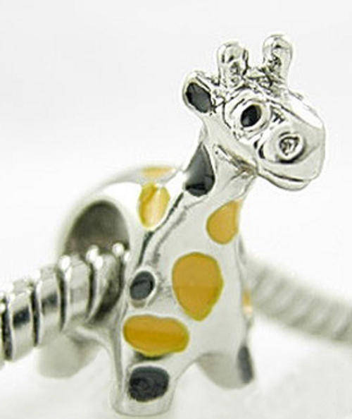 *** VERY CUTE TIBET SILVER/ENAMEL GIRAFFE BEAD - FIT PANDORA, BIAGI AND TROLL SYSTEM ***